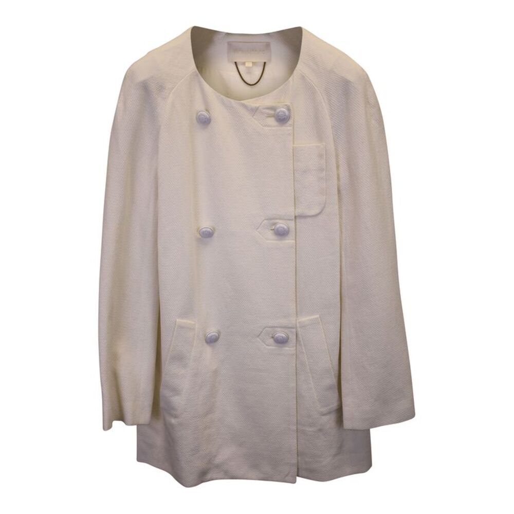 Vanessa Bruno Double-Breasted Peacoat in Cream Cotton